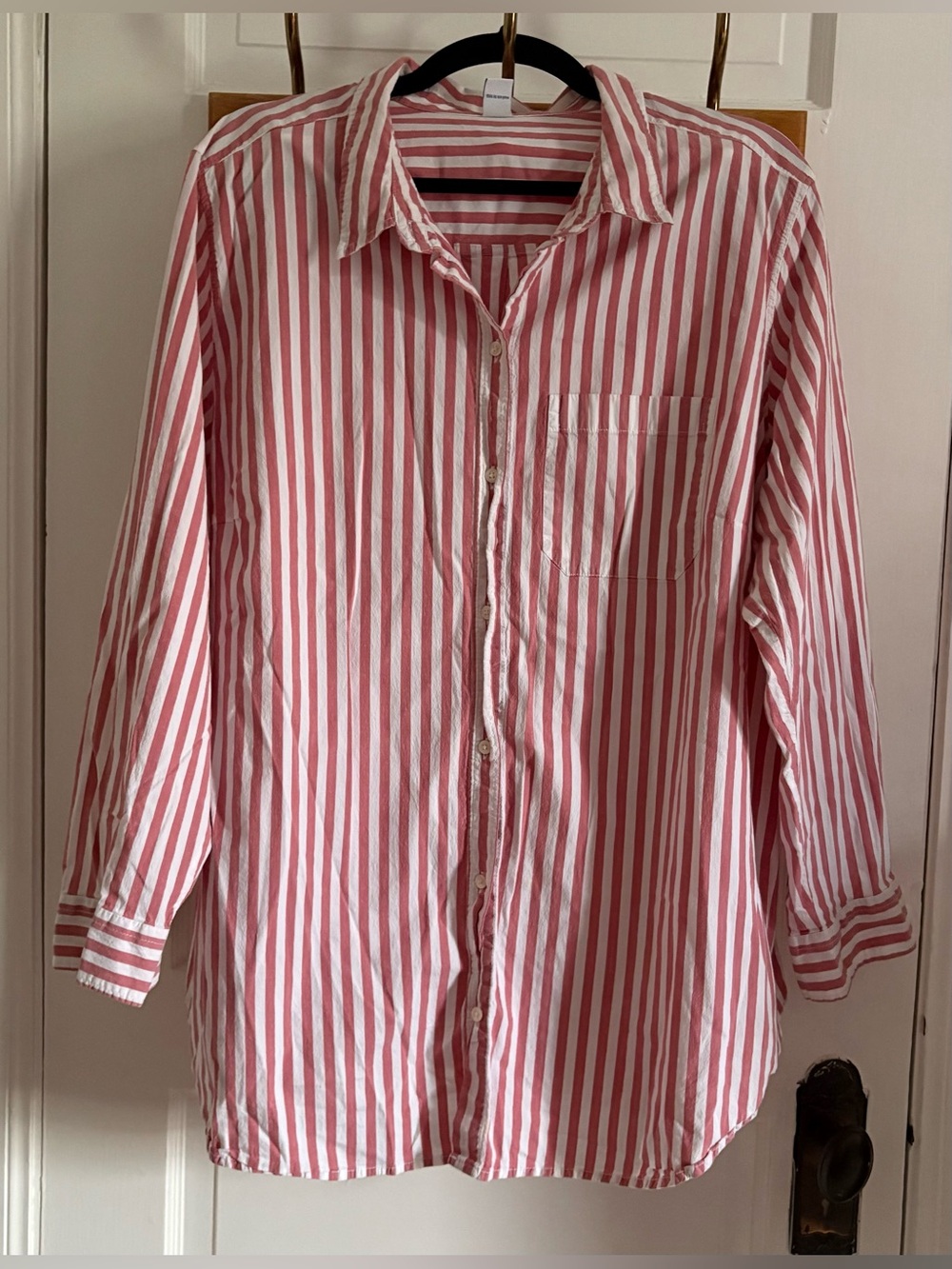 Old Navy Pink White Vertical Striped Button Down Shirt - Size 3X